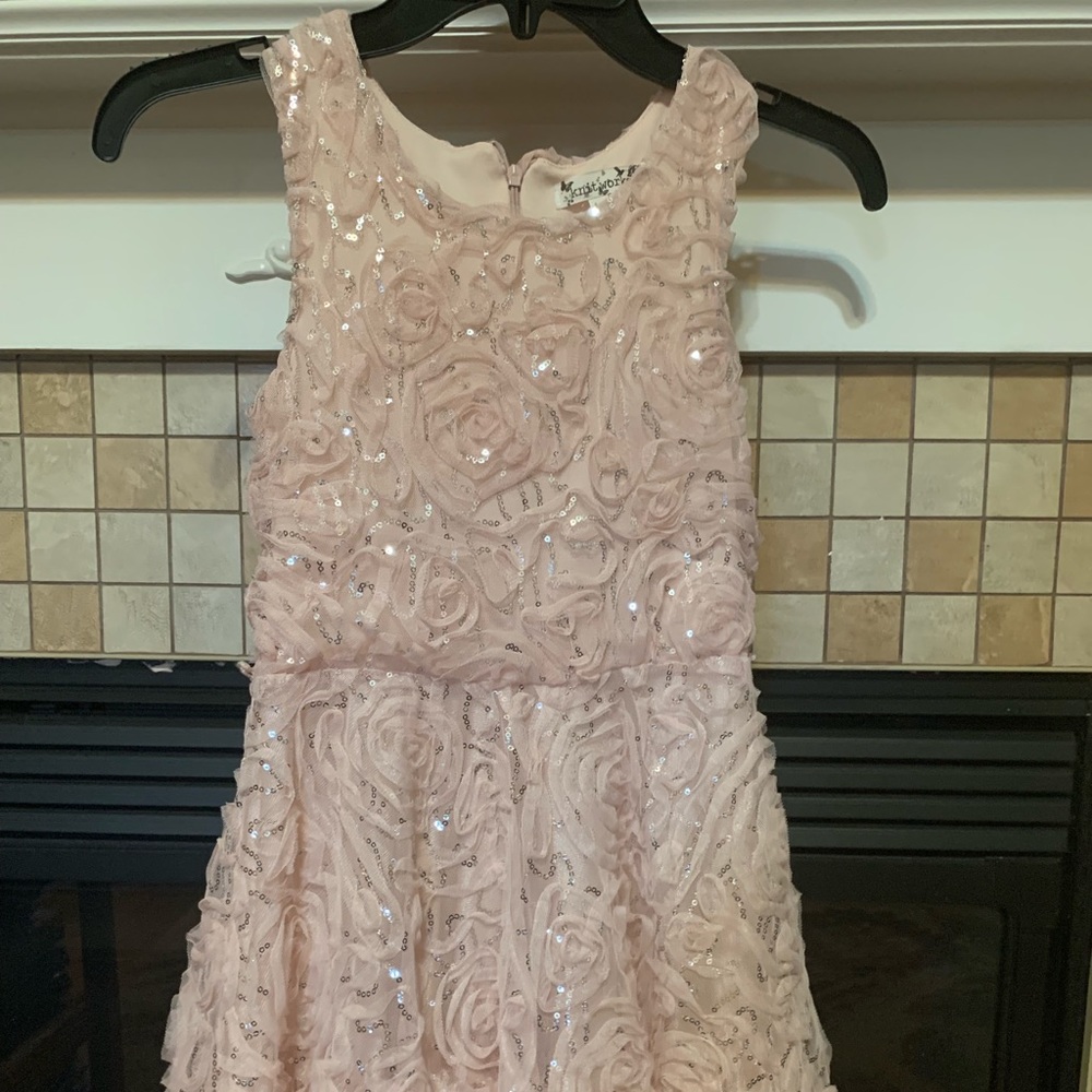 Girls dress, pink with sequins